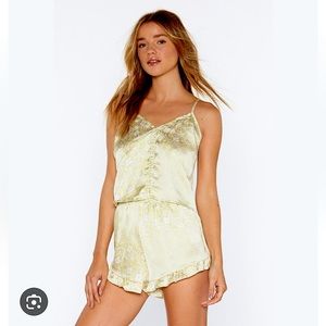 NWT Nasty Gal Patchwork Satin Cami and Short Set